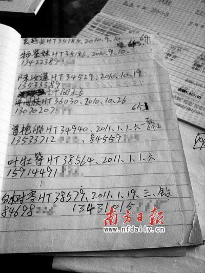 袁燕真的本子里，詳細記錄著“下線”的資料。鐘鍇　攝